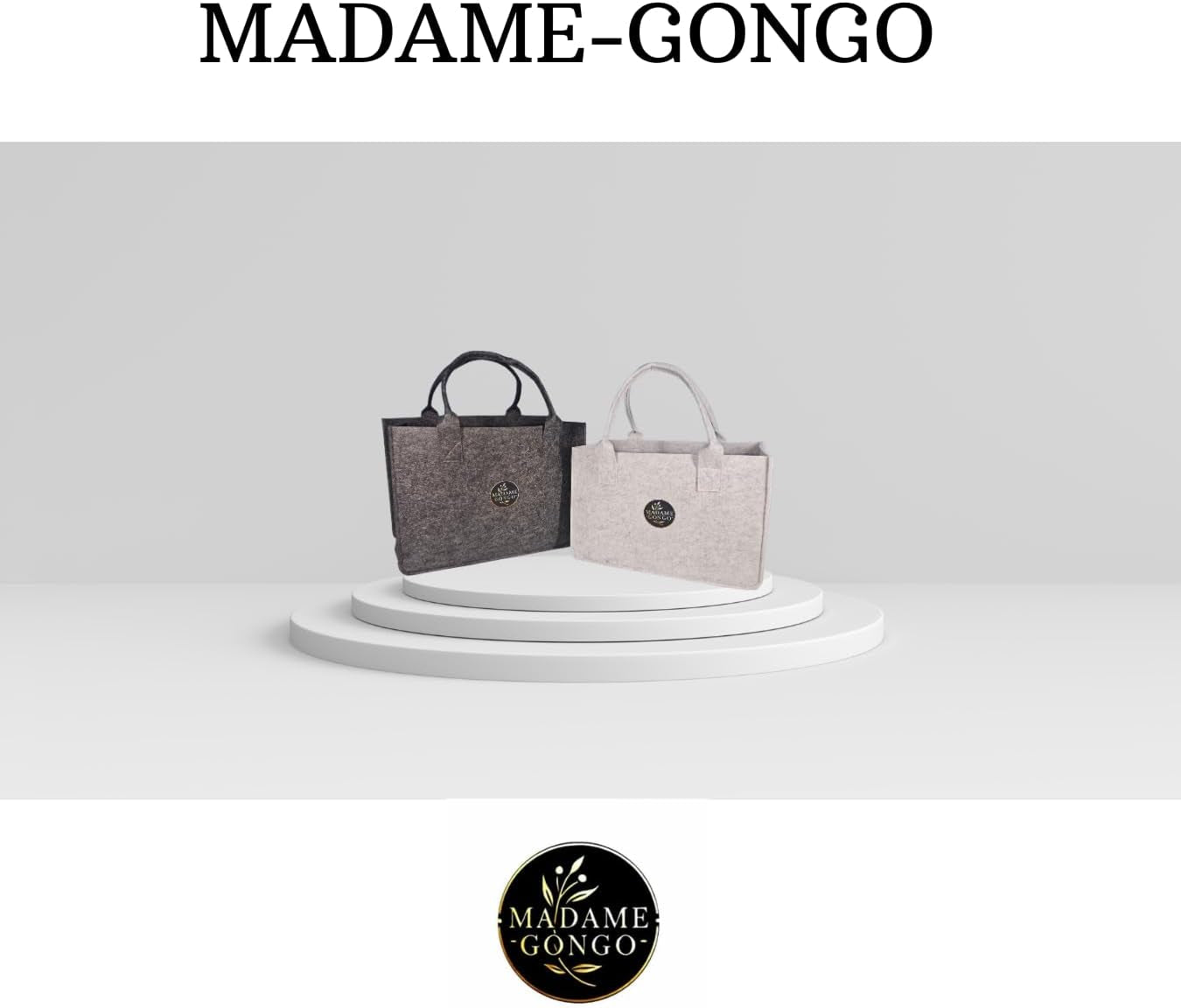 MADAME GONGO Filztasche 2 Er Set XL Und L, Unisex in Hellgrau Und Anthrazit