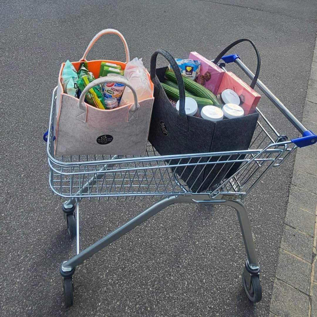 MADAME GONGO Filztasche 2 Er Set XL Und L, Unisex in Hellgrau Und Anthrazit