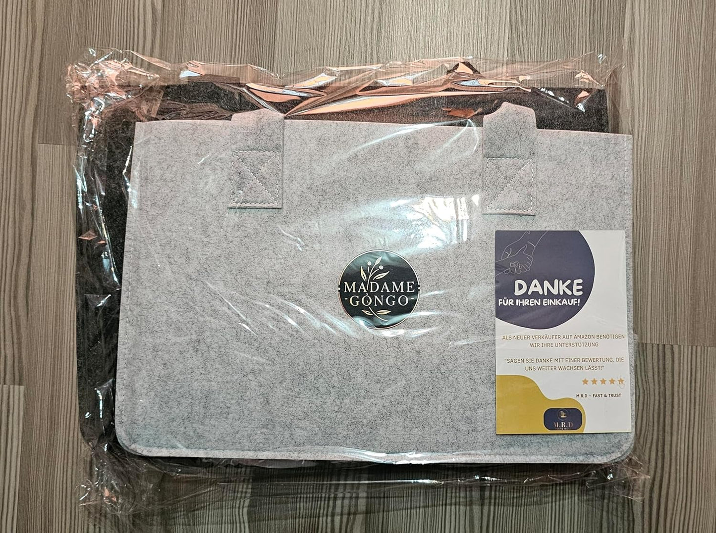 MADAME GONGO Filztasche 2 Er Set XL Und L, Unisex in Hellgrau Und Anthrazit